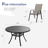 Vicllax 7 Pieces Outdoor Dining Set, 47.2"Round Table and Horizon Stackable Chair