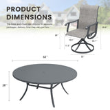 Vicllax Juego de comedor para exterior de 5 piezas con mesa redonda de metal de 42" y 4 sillas giratorias acolchadas