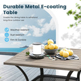 Vicllax Outdoor Patio Dining Table for 4, Metal Square Table with Storage
