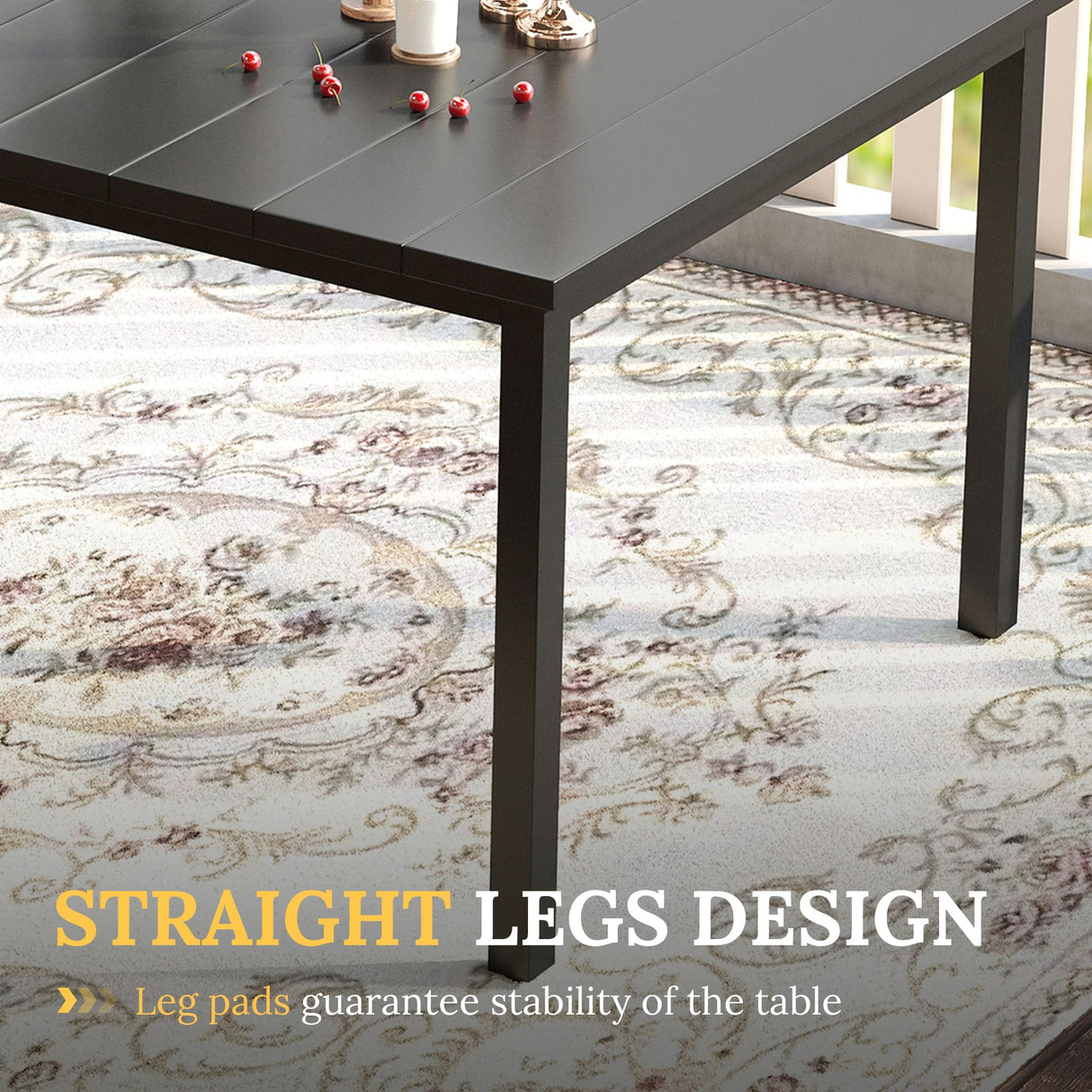 Vicllax 5 Pieces Outdoor Dining Set, Metal Sqaure Table with Umbrella Hole and Swivel Dining Chairs