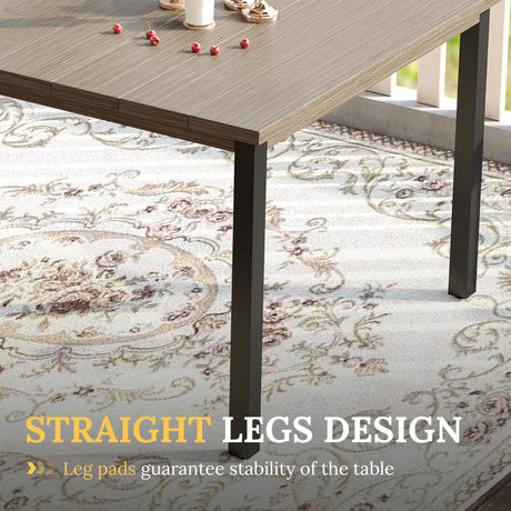 Vicllax Juego de comedor para patio al aire libre de 7 piezas con sillas apilables de textileno y mesa de comedor curvada