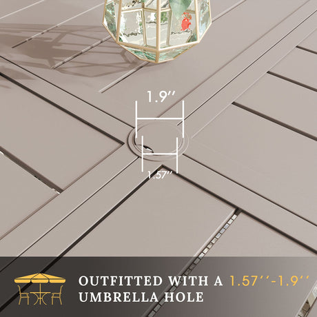 Vicllax Mesa redonda para patio de 42" con estante de almacenamiento y orificio para sombrilla ajustable 