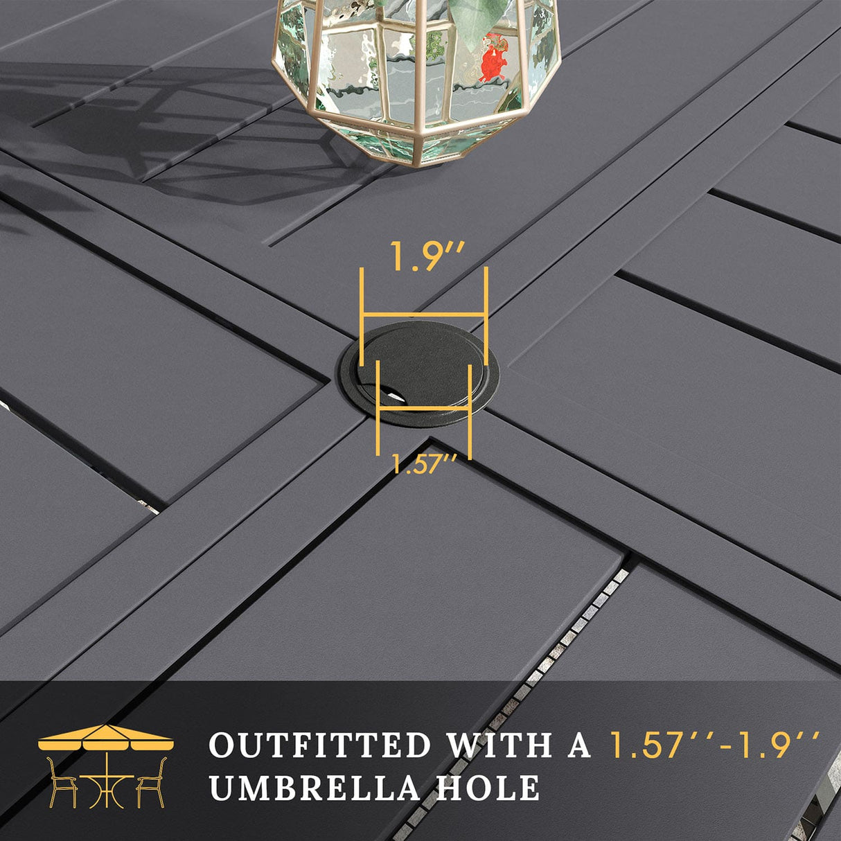 VICLLAX Patio Outdoor Dining Set of 4/6, Metal Round Dining Table and Stackable Sling Dining Chair with Armrest