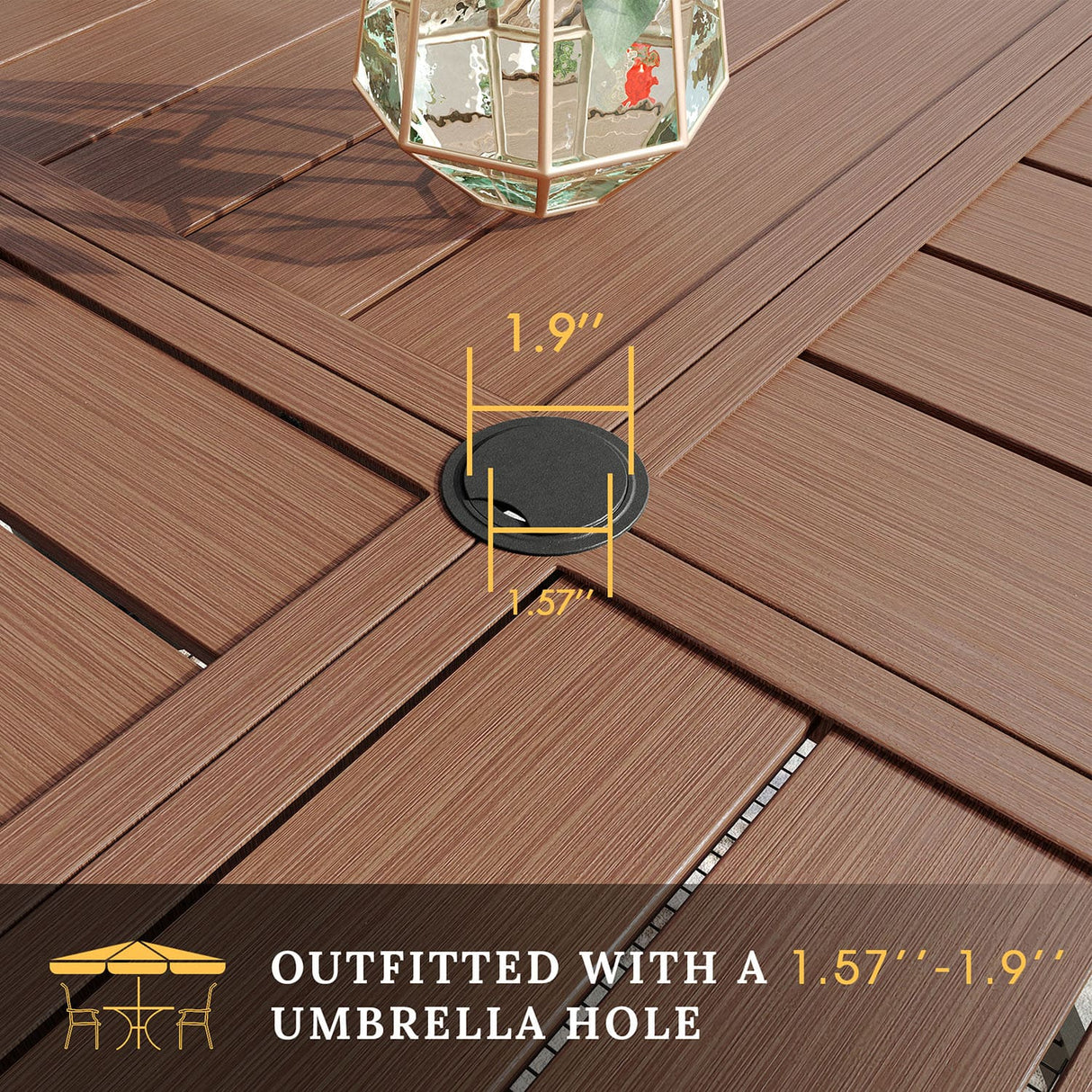 Vicllax Round Patio Dining Table for 4/6/8, Outdoor Large Metal Table