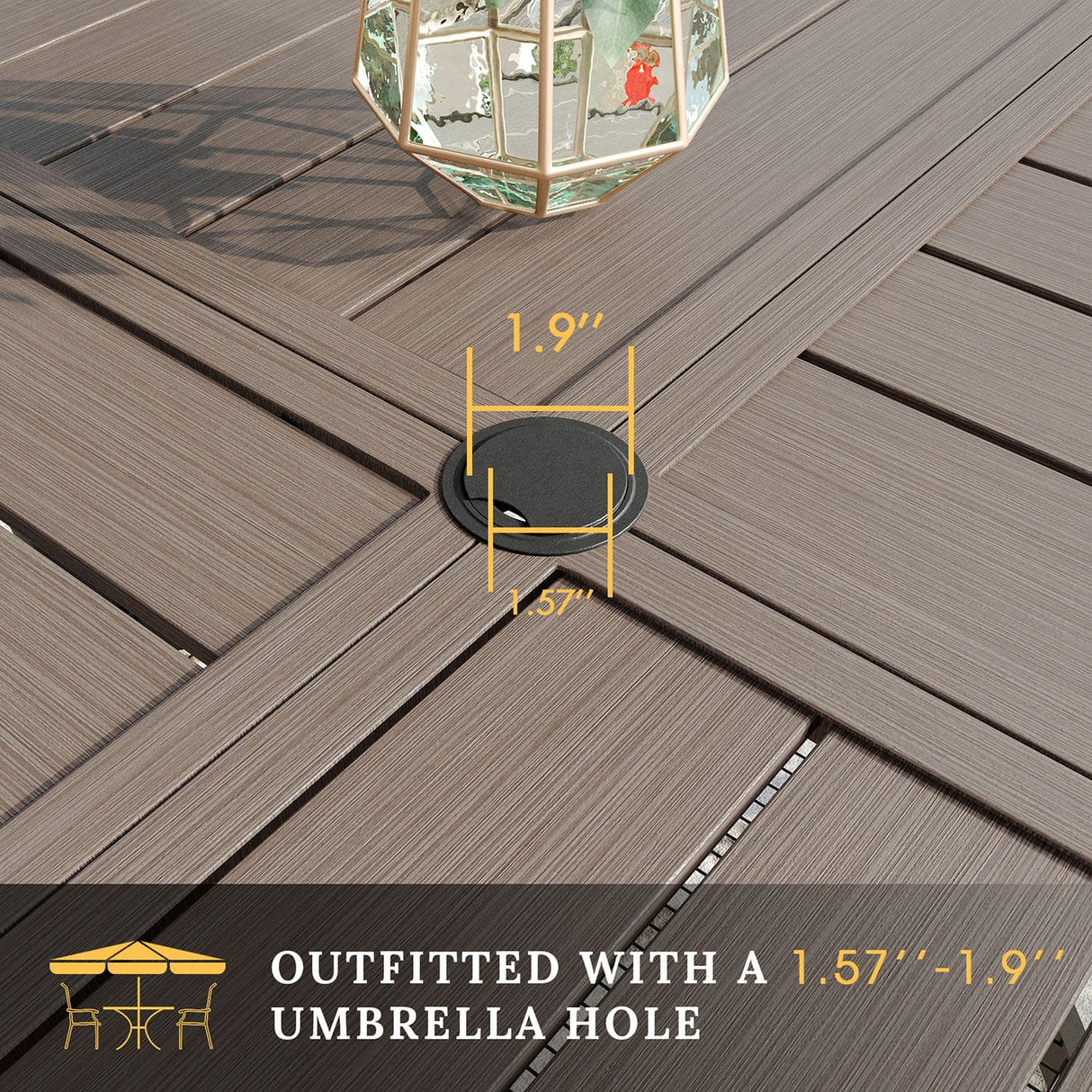 VICLLAX Patio Outdoor Dining Set of 4/6, Metal Round Dining Table and Stackable Sling Dining Chair with Armrest