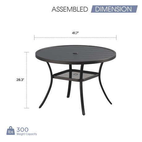 Vicllax Mesa de comedor redonda de metal para exterior de 54" para 6 y 8 personas