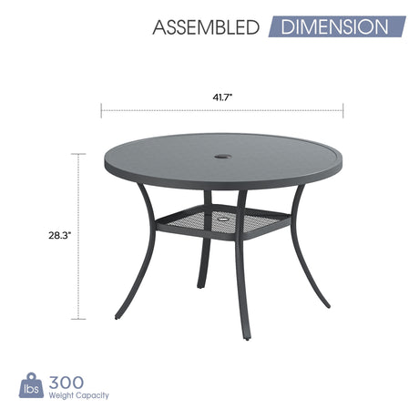 Vicllax Mesa de comedor redonda de metal para exterior de 54" para 6 y 8 personas