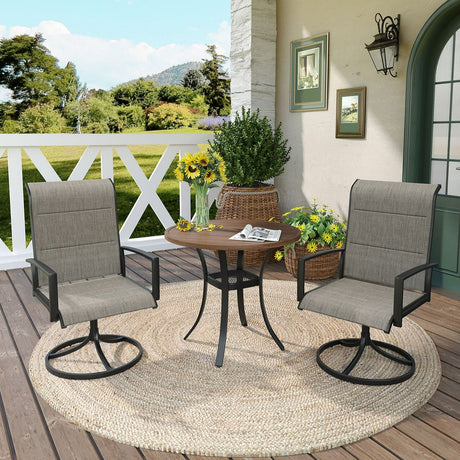 Vicllax 3-Piece Patio Bistro Set, Outdoor Swivel Chairs and Metal Round Table