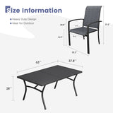 Vicllax 7 Pieces Outdoor Dining Set, Metal 63" Rectangular Table and Skyline Stackable Chair