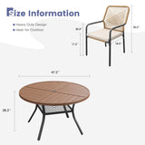 Vicllax 7 PCS Patio Dining Table Set,47" Round Metal Table with Shelf and Alora Stackable Chair