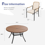 Vicllax 7 PCS Patio Dining Table Set, 47.6" Round Metal Table with Shelf and Solana Stackable Chair