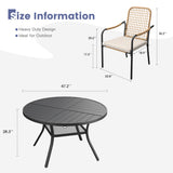 Vicllax 7 PCS Patio Dining Table Set, 47.6" Round Metal Table with Shelf and Solana Stackable Chair
