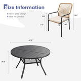 Vicllax 7 PCS Patio Dining Table Set,47" Round Metal Table with Shelf and Alora Stackable Chair