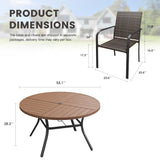 Vicllax 9 Pieces Outdoor Dining Set, 53" Round Table and 8 Metal  Stackable Armchairs