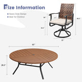 Vicllax 9 PCS Patio Dining Table Set, 63" Round Metal Table and Sienna Swivel Chairs