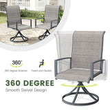 VICLLAX 5 PCS Patio Dining Table Set, Round Metal Table with Shelf and Padded Swivel Chair