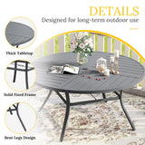 Vicllax 11 Pieces Outdoor Dining Set with 60" Round Metal Table and Armrest Chairs