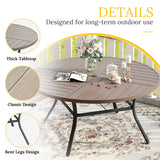 Vicllax Round Patio Dining Table for 4/6/8, Outdoor Large Metal Table