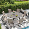 Vicllax 7/9 Pieces Outdoor Dining Set, Metal Round Dining Table and Premium Paddad Swivel Chairs