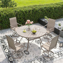 Vicllax 47" Patio Round Dining Table Set of 4, Metal Dining Table with Storage Shelf and Swivel Dining Chairs