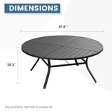 Vicllax Round Patio Dining Table for 4/6/8, Outdoor Large Metal Table