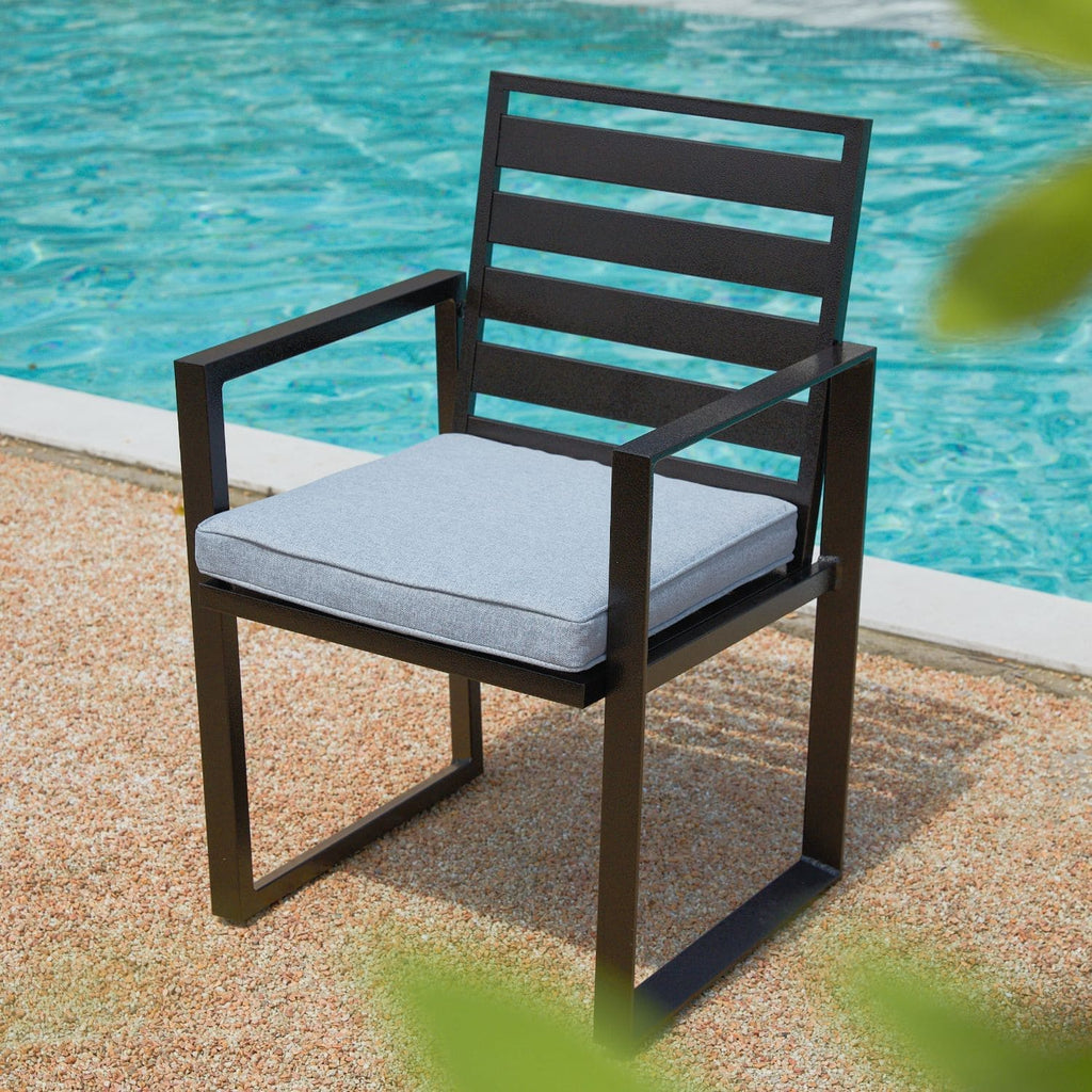 black metal dining chair set with cushion blue black metal dining chair set with cushion grey