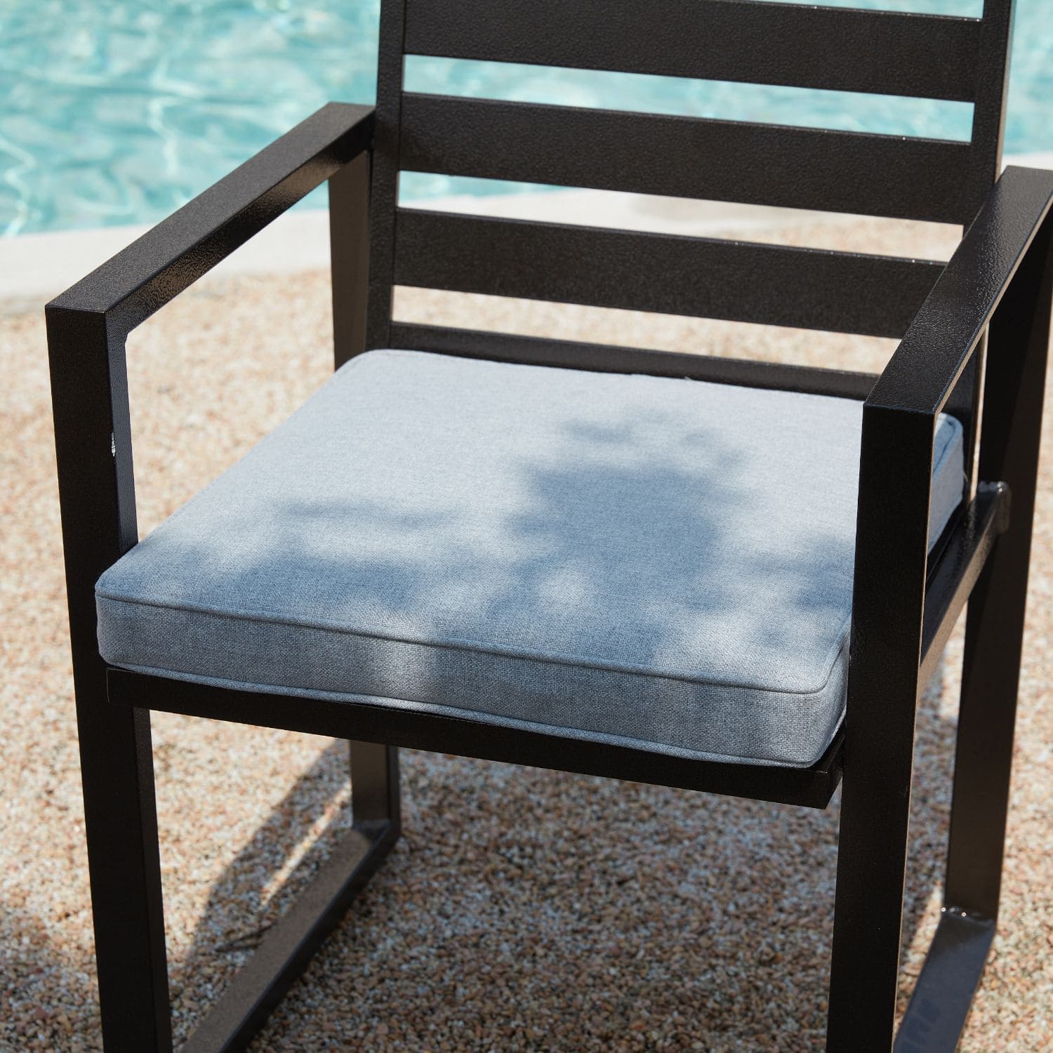 outdoor metal chair with cushion black blue navy grey