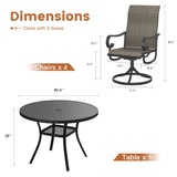 Vicllax 5/7 Pieces Patio Dining Set with Round Dining Table and Swivel Chairs