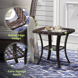 Vicllax Terrace Wide Wicker High-Back Cushioned Sofa, Outdoor Wicker Chair, Double-Seater Balcony Lounge