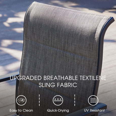 Vicllax 5 Pieces Outdoor Dining Set with Square Table and Padded Swivel Chairs