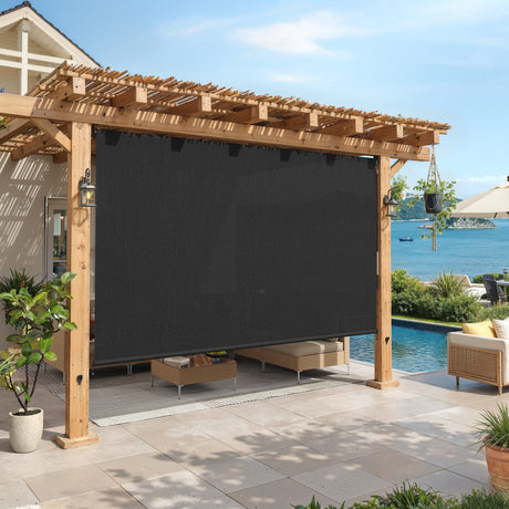 Vicllax Outdoor Cordless Sun Blocking Roller Shade, Patio Crank Roll Up Sun Shade