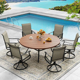 Vicllax 7/9 Pieces Outdoor Dining Set, Metal Round Dining Table and Premium Swivel Chairs
