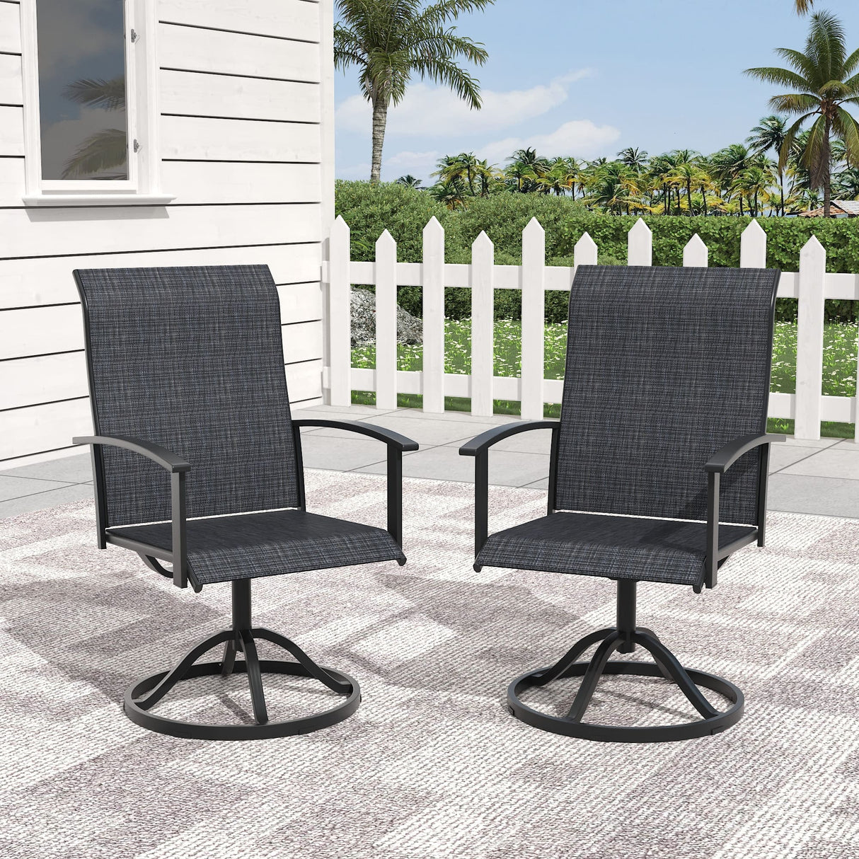 Vicllax 360° Outdoor Swivel Chairs with Ergonomic Armrests, Available in Sets of 2/4/6