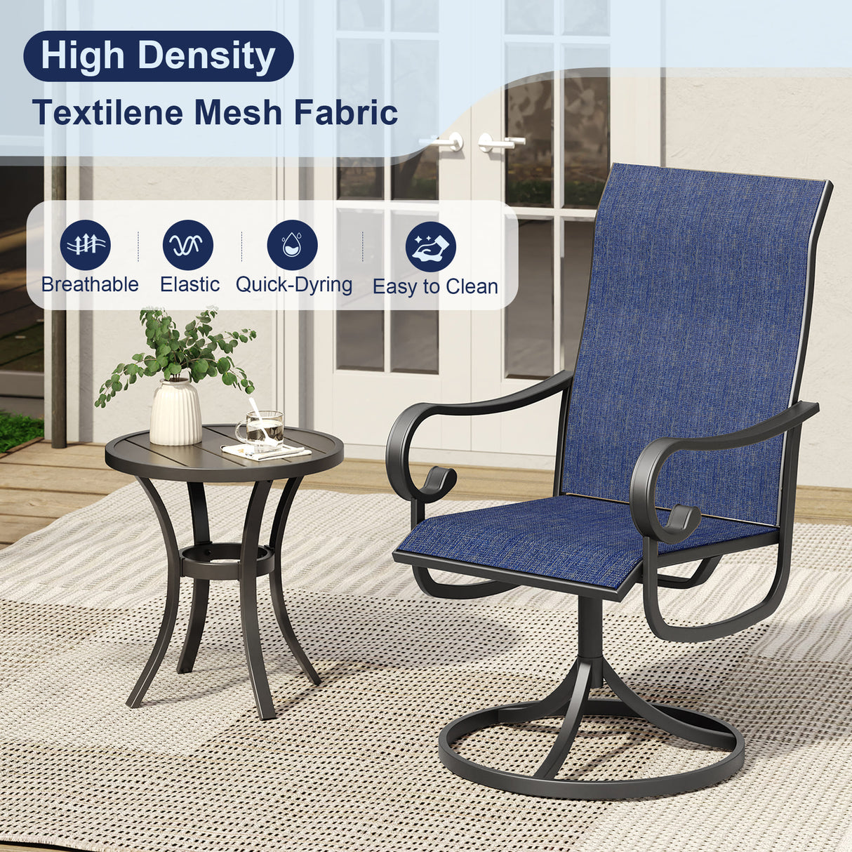 Vicllax Patio Swivel Chairs Set of 2/4/6, Outdoor Textilene Swivel Dining Chair