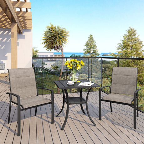 Vicllax Outdoor Padded Stackable Sling Dining Chair