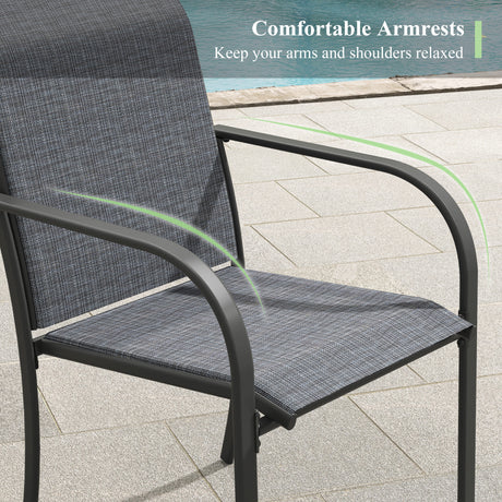 VICLLAX 11-Pcs Outdoor Dining Set, 63” Round Metal Table with Umbrella Hole & 10 Stackable  Chairs