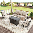 Vicllax 4-Piece Outdoor Patio Conversation Sofa Set With Metal Rectangular Fire Pit Table