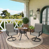 Vicllax 3-Piece Patio Bistro Set, Outdoor Swivel Chairs and Metal Square Table