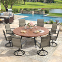 Vicllax Outdoor Dining Set for 8 People, Patio 63" Round Table with 8 Swivel Chairs Set