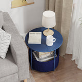 Vicllax Metal Round Side Table, Outdoor/Indoor End Table with Storage