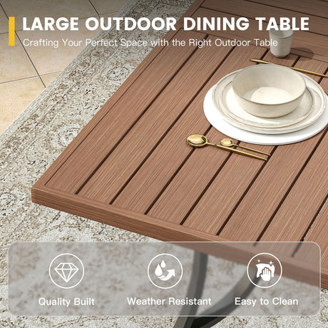 Mesa de comedor de escritorio Vicllax para exteriores de metal negro similar a la madera