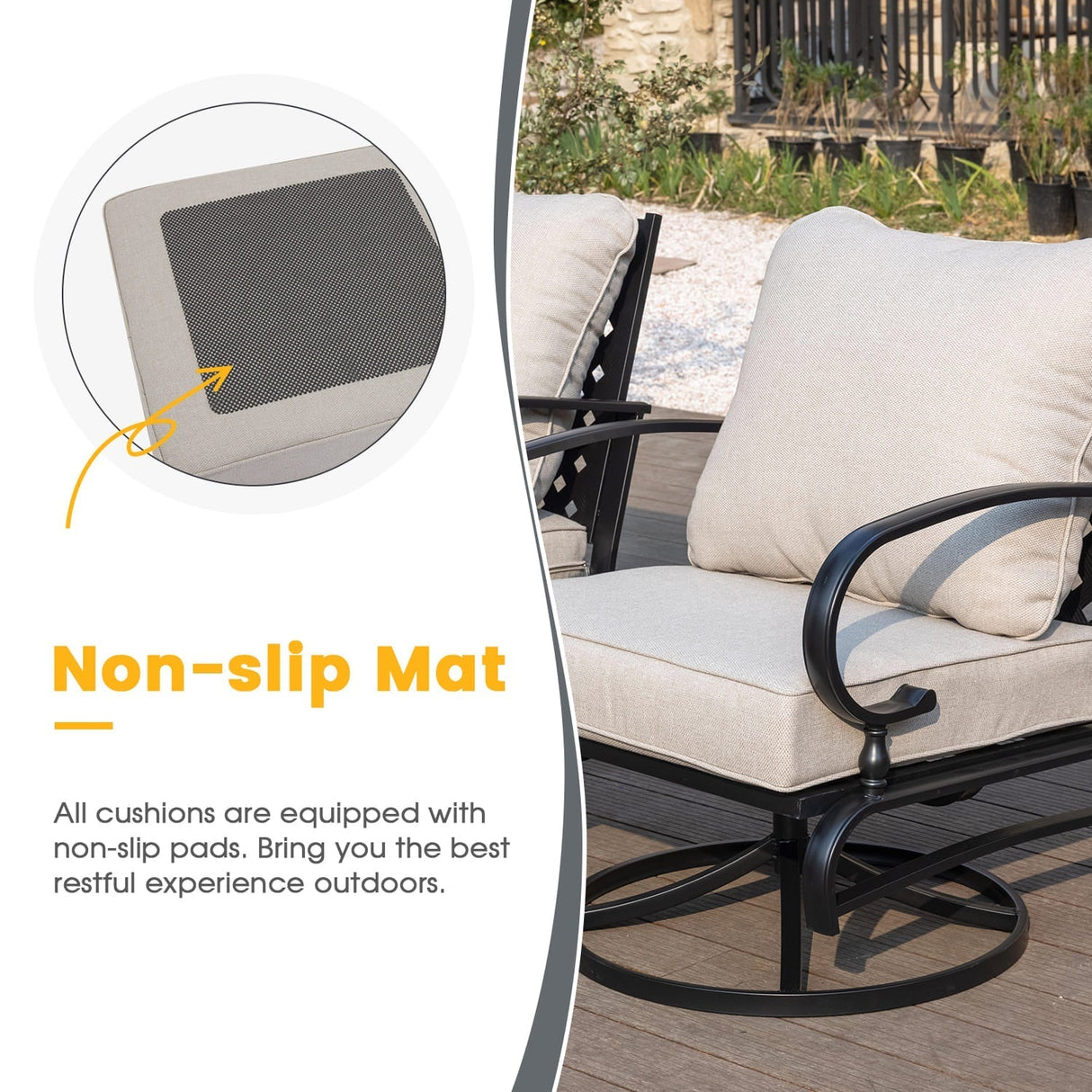 Vicllax 4-Piece Outdoor Patio Conversation Sofa Set With Metal Rectangular Fire Pit Table
