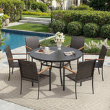Vicllax 7 Pieces Outdoor Dining Set, 47.2"Round Table and 6 Stackable Armchairs