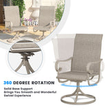 Vicllax 5 Pieces Outdoor Dining Set, Metal Sqaure Table with Umbrella Hole and Swivel Dining Chairs