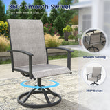 Vicllax 7 pcs Outdoor Dining Set,  Rectangular Metal Table and 6 Textilene Swivel Dining Chairs