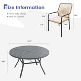 Vicllax 9 PCS Patio Dining Table Set, 53" Round Metal Table and Alora Stackable Chair