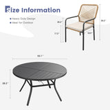 Vicllax 9 PCS Patio Dining Table Set, 53" Round Metal Table and Alora Stackable Chair