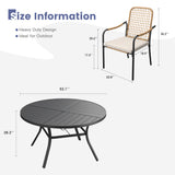 Vicllax 9 PCS Patio Dining Table Set, 53" Round Metal Table and Solana Stackable Chair