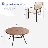 Vicllax 9 PCS Patio Dining Table Set, 53" Round Metal Table and Alora Stackable Chair