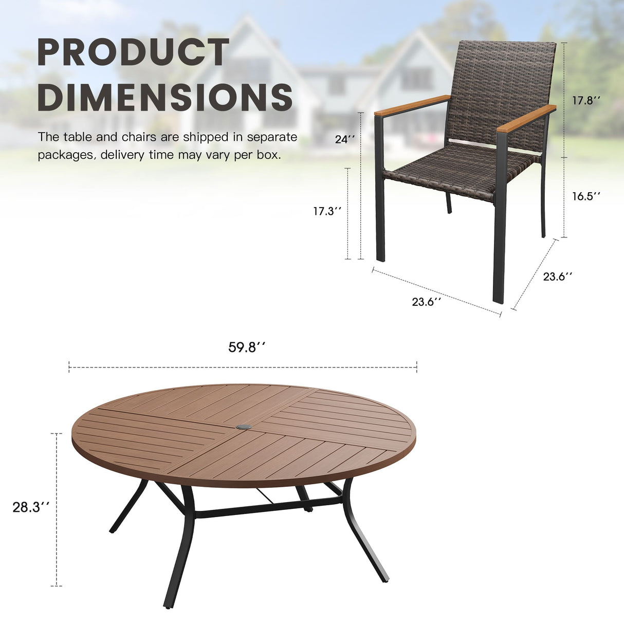 Vicllax 11 Pieces Outdoor Dining Set, 60" Dining Table and 10 Stackable Armchairs